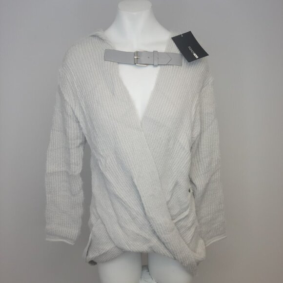 Fashion Nova Buckle Hooded Soft Sweater - Picture 2 of 5